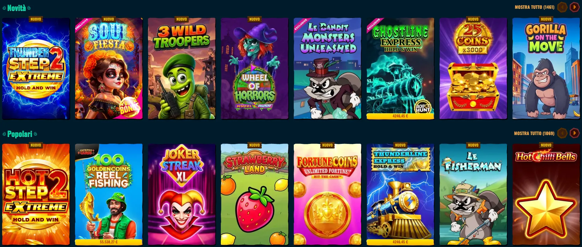 Sezione slot del casinò Spinanga online