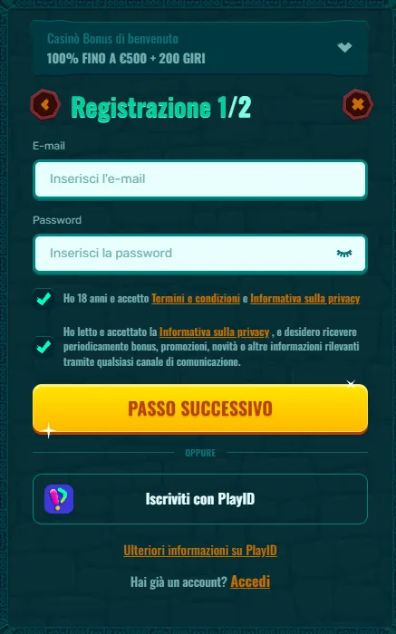 Registrazione Spinanga sul computer